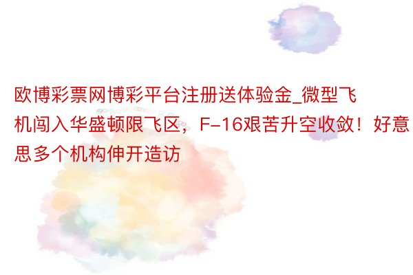 欧博彩票网博彩平台注册送体验金_微型飞机闯入华盛顿限飞区，F-16艰苦升空收敛！好意思多个机构伸开造访